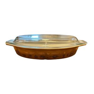 Pyrex Separation/Divided Dish Early‎ American Casserole Baking 1 1/2 Quart *Lid*